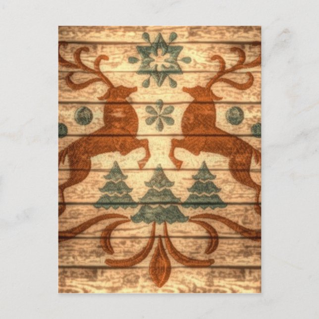 Cartes Pour Fêtes Annuelles Snowflakes de rennes primitifs Noël nordique (Devant)