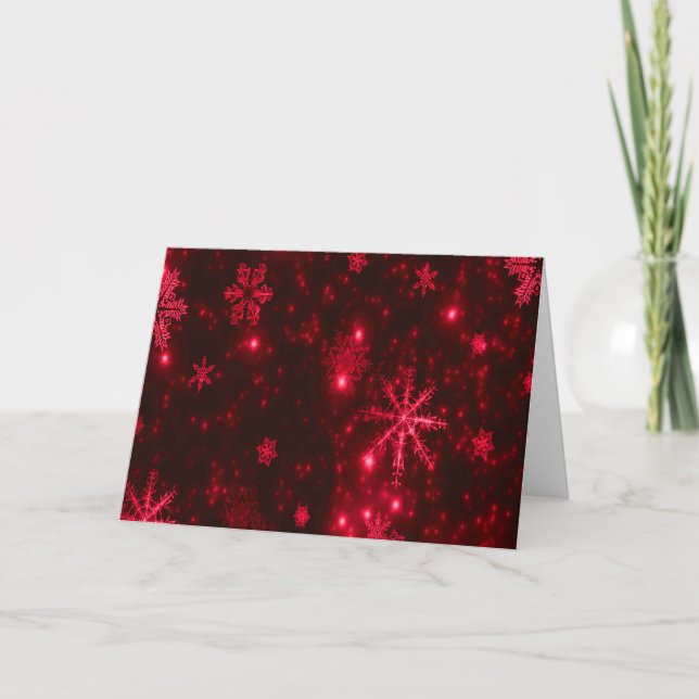 Cartes Pour Fêtes Annuelles Snowflakes Deep Red Scene Peace Love Joy Citation (Devant)