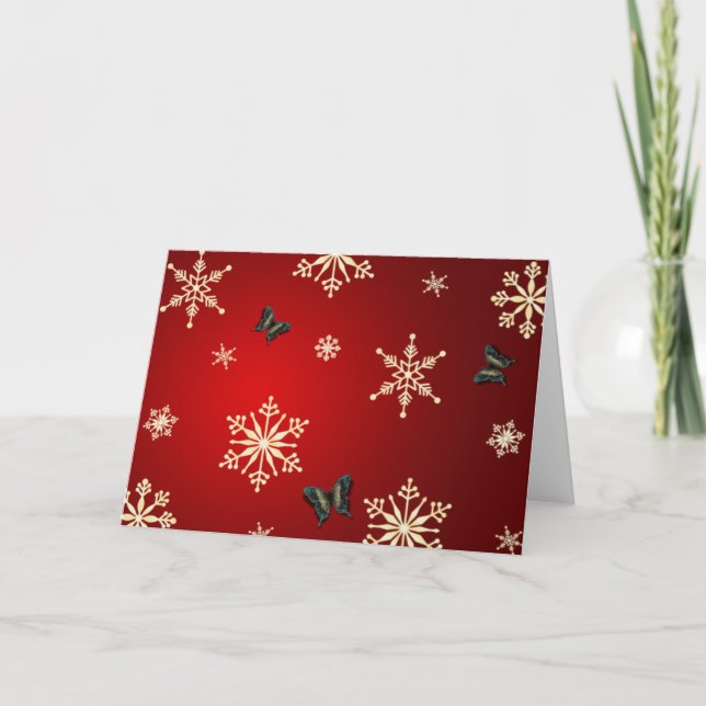 Cartes Pour Fêtes Annuelles Snowflakes et papillons (Devant)