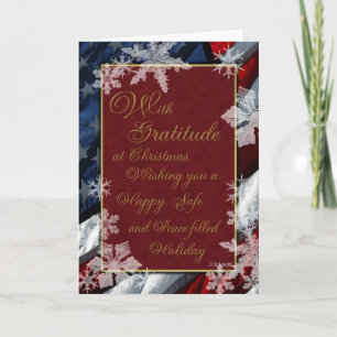 Cartes Pour Fêtes Annuelles Snowflakes et Stars Rouge Blanc et Bleu Patriotiqu