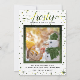 Cartes Pour Fêtes Annuelles Snowflakes Frosty & Plaisirs simples | Vert