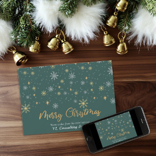 Cartes Pour Fêtes Annuelles Snowflakes Green Joyeux Noël Affaires