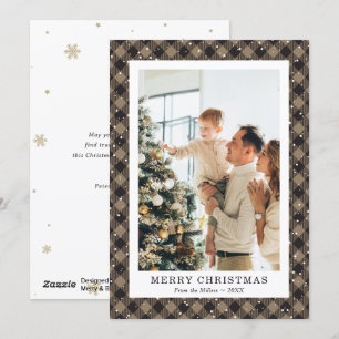 Cartes Pour Fêtes Annuelles Snowflakes Russe Plaid Photo Joyeux Noël