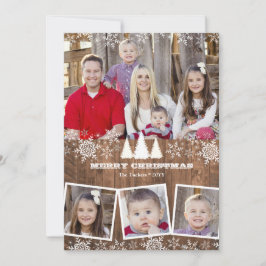 Cartes Pour Fêtes Annuelles Snowflakes rustique 4 Photo Collage Noël