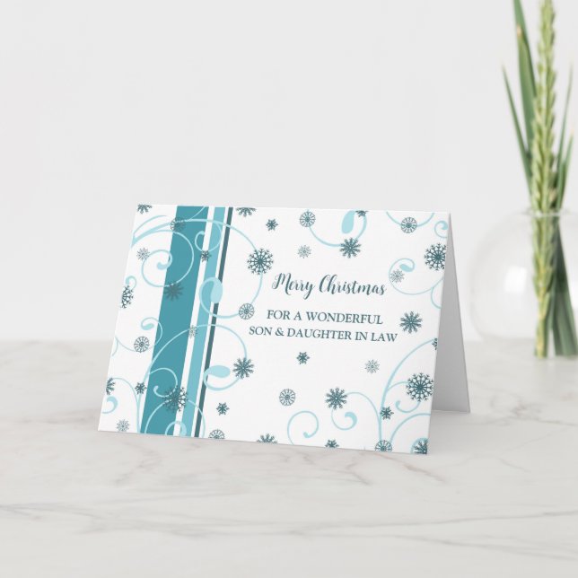 Cartes Pour Fêtes Annuelles Snowflakes Son & fille en droit Joyeux Noël (Devant)