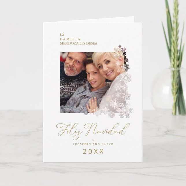 Cartes Pour Fêtes Annuelles Snowflakes Spanish Modern Elegant Chic Christmas (Devant)