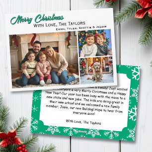 Cartes Pour Fêtes Annuelles Snowflakes Trois photos de famille Noël