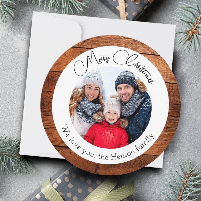 Cartes Pour Fêtes Annuelles Snowflo Bois Photo famille de Noël (Créateur téléchargé)