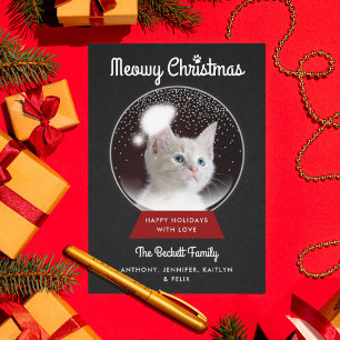 Cartes Pour Fêtes Annuelles Snowglobe de Noël   Photo de vacances pour animaux