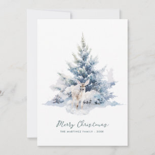 Cartes Pour Fêtes Annuelles Snowland Pine Deer Joyeux Noël Appartement