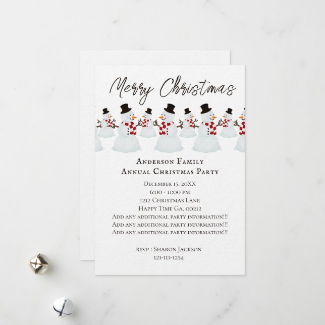 Cartes Pour Fêtes Annuelles Snowman (Devant/Arrière en situation)