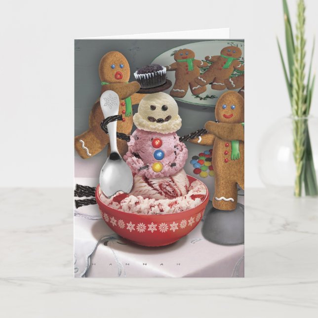 Cartes Pour Fêtes Annuelles Snowman à la glace (Devant)