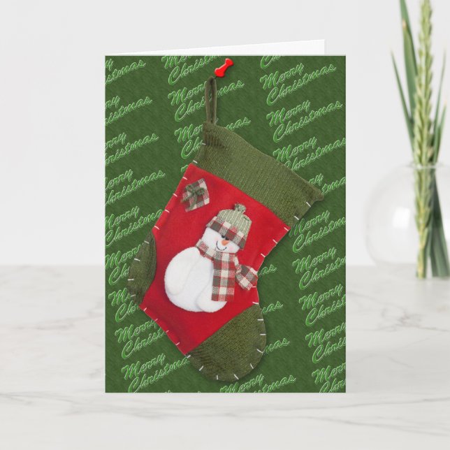 Cartes Pour Fêtes Annuelles Snowman à Noël Se Stocker sur le vert (Devant)