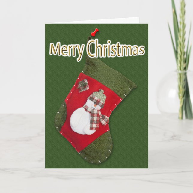 Cartes Pour Fêtes Annuelles Snowman à Noël Se Stocker sur le vert (Devant)