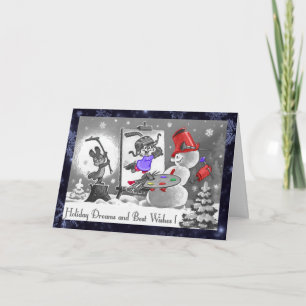 Cartes Pour Fêtes Annuelles Snowman Artist Vacances Dreams et Meilleurs Voeux