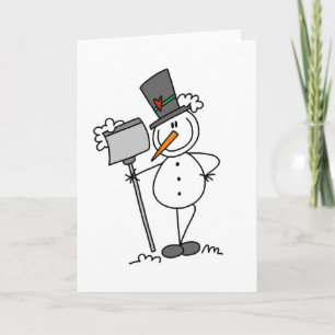 Cartes Pour Fêtes Annuelles Snowman avec Shovel