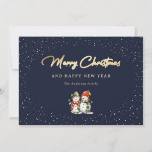 Cartes Pour Fêtes Annuelles Snowman Bleu Neige
