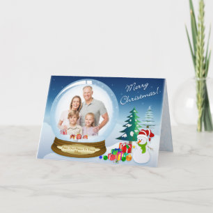 Cartes Pour Fêtes Annuelles Snowman Christmas PHOTO Snow Globe Card 3