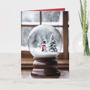 Cartes Pour Fêtes Annuelles Snowman Dans Le Globe Des Neiges De Noël