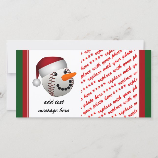 Cartes Pour Fêtes Annuelles Snowman de baseball de Noël (Devant)