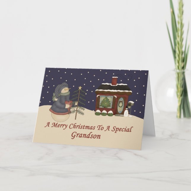 Cartes Pour Fêtes Annuelles Snowman De Noël À Un Grand-Père Spécial (Devant)