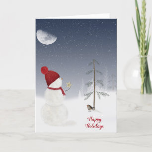 Cartes Pour Fêtes Annuelles Snowman de Noël avec étoile