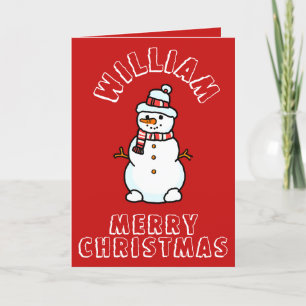 Cartes Pour Fêtes Annuelles Snowman De Noël Avec Nom   Garçons Activité rouge