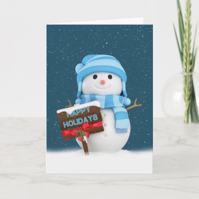 Cartes Pour Fêtes Annuelles Snowman de Noël avec signe (Devant)