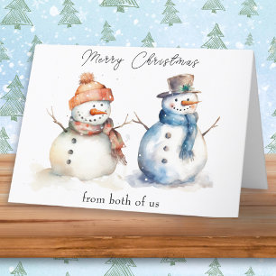Cartes Pour Fêtes Annuelles Snowman De Nous Deux Joyeux Salutation De Noël