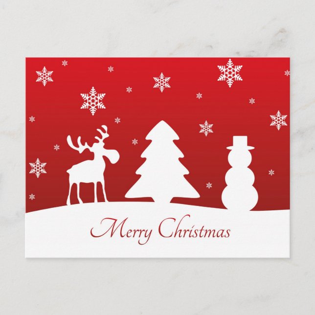 Cartes Pour Fêtes Annuelles Snowman de rennes d'arbre de Noël (Devant)