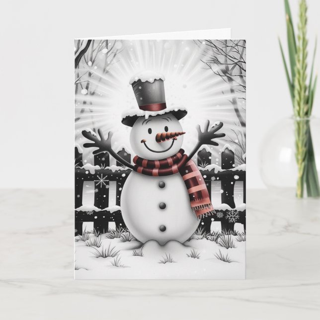 Cartes Pour Fêtes Annuelles Snowman de vacances classique (Devant)