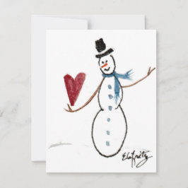 Cartes Pour Fêtes Annuelles Snowman en TopHat Danses avec des vacances de coeu