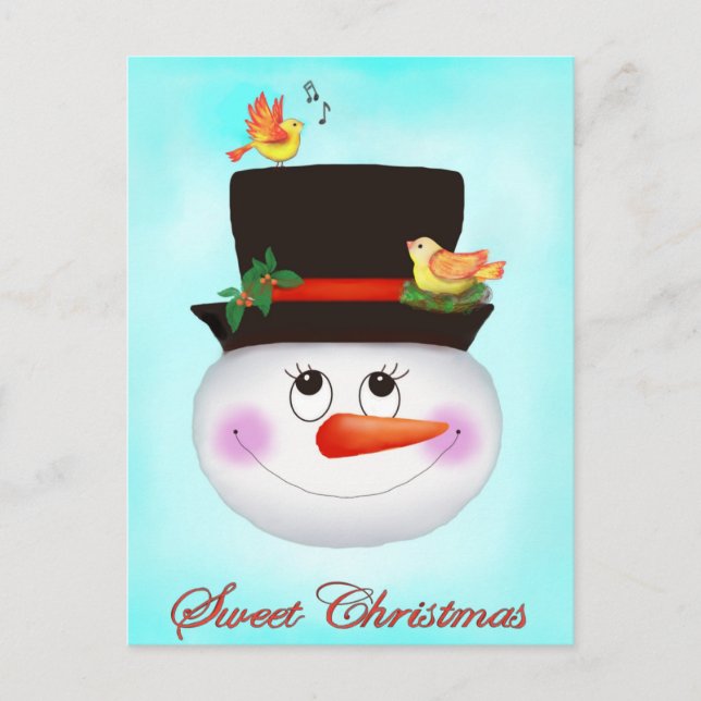 Cartes Pour Fêtes Annuelles Snowman et oiseaux (Devant)