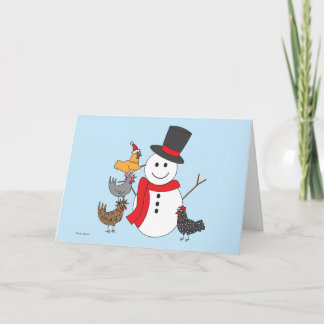 Cartes Pour Fêtes Annuelles Snowman et poulets