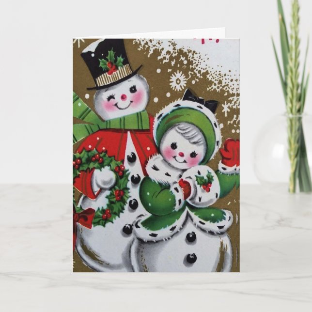 Cartes Pour Fêtes Annuelles Snowman et sa petite amie (Devant)