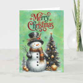 Cartes Pour Fêtes Annuelles Snowman et sapin de Noël