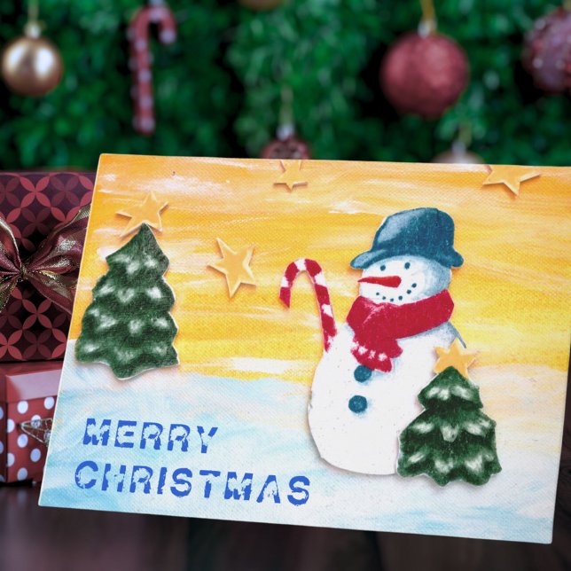 Cartes Pour Fêtes Annuelles Snowman et sapin de Noël (Créateur téléchargé)