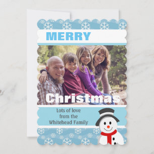 Cartes Pour Fêtes Annuelles Snowman et Snowflakes Photo personnalisée
