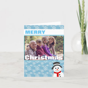 Cartes Pour Fêtes Annuelles Snowman et Snowflakes Photo personnalisée
