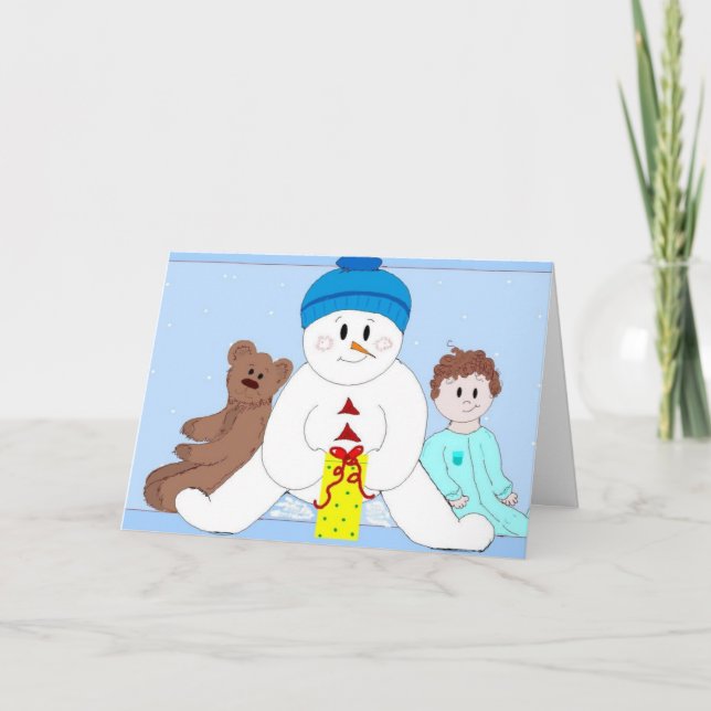 Cartes Pour Fêtes Annuelles Snowman géant et amis (Devant)