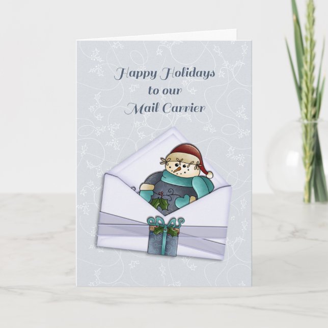 Cartes Pour Fêtes Annuelles Snowman Happy Holidays to Mail Carrier (Devant)