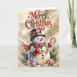 Cartes Pour Fêtes Annuelles Snowman in Top Hat Christmas