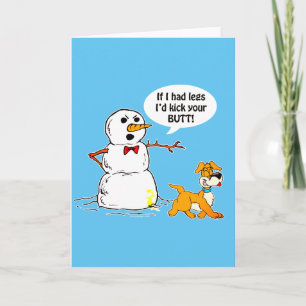 Cartes Pour Fêtes Annuelles Snowman Joke Blue