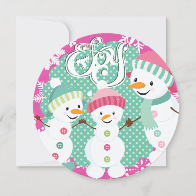 Cartes Pour Fêtes Annuelles Snowman Joy Vacances hiver (Devant)