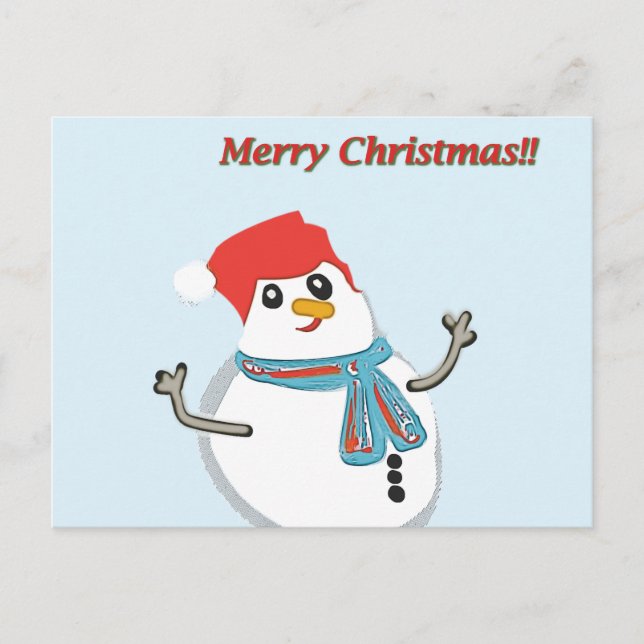 Cartes Pour Fêtes Annuelles Snowman, Merry Christmas!! (Devant)