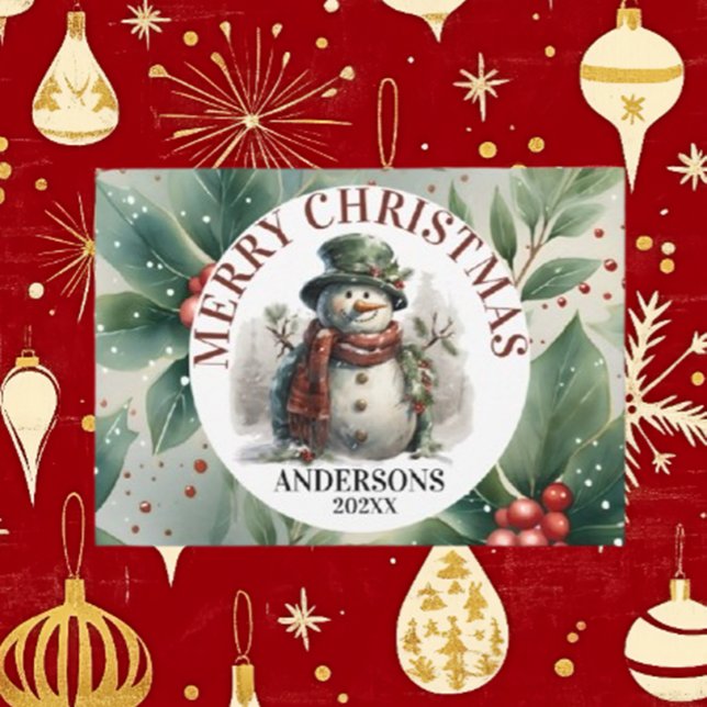 Cartes Pour Fêtes Annuelles Snowman mignon voeux de Noël (Spread joy this holiday season with Brett's Snowman Christmas Wishes card)