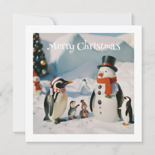 Cartes Pour Fêtes Annuelles Snowman & Penguin #3 Personnalisé Novelle Noël