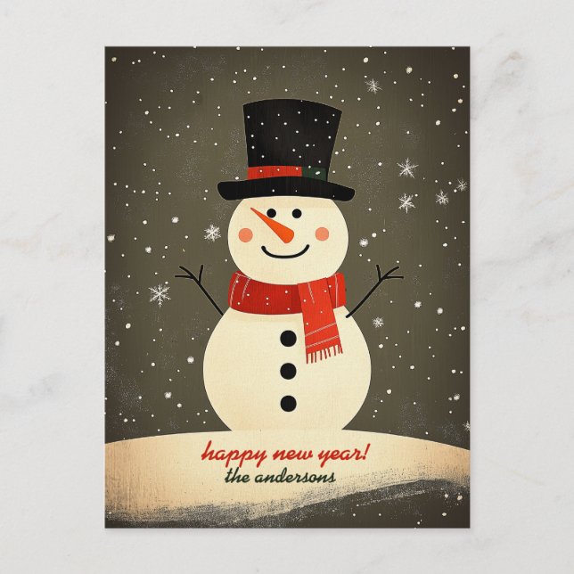 Cartes Pour Fêtes Annuelles Snowman personnalisable (Devant)