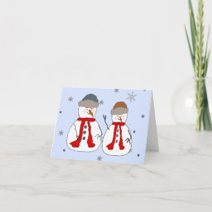 Cartes Pour Fêtes Annuelles Snowman, Petits Snowmen, Brothers Whimsical Art