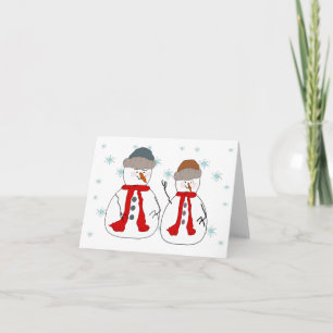 Cartes Pour Fêtes Annuelles Snowman, Petits Snowmen, Brothers Whimsical Art
